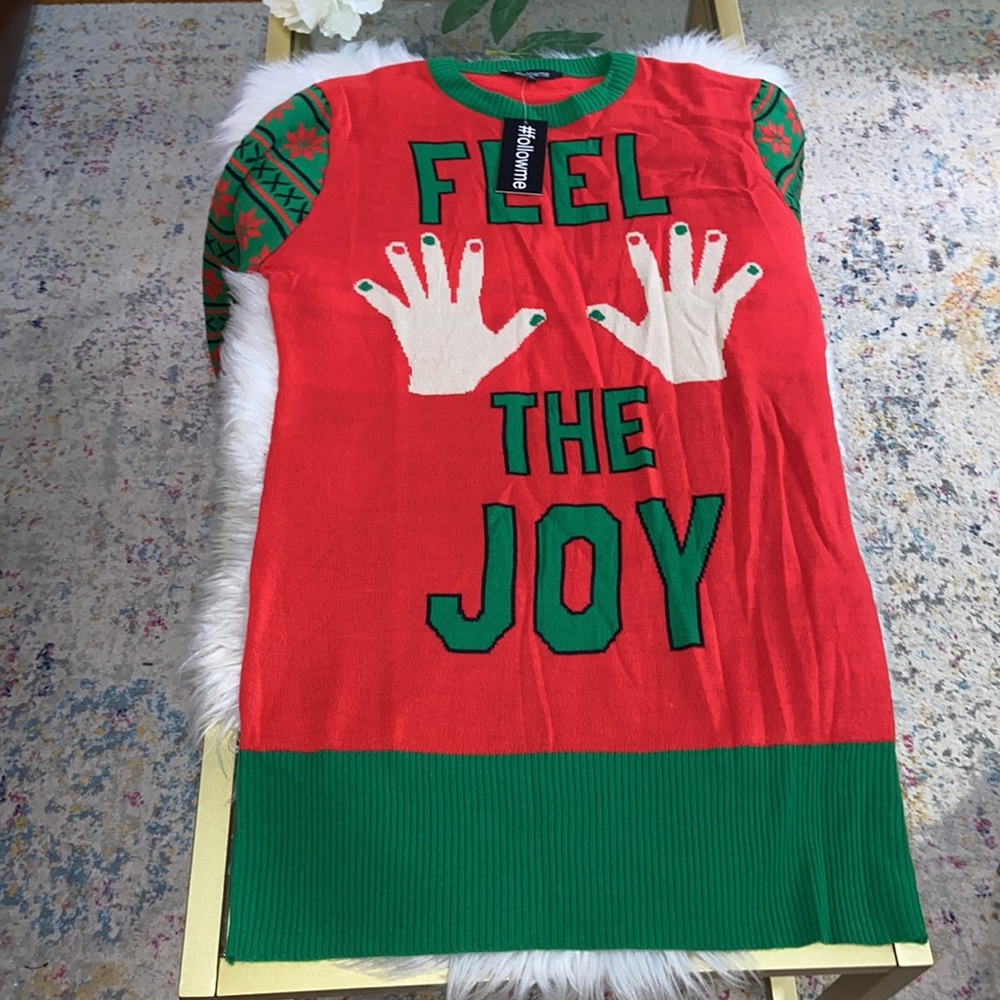 #followme Ugly Christmas Holiday Sweater Dress Size XL - Picture 3 of 15